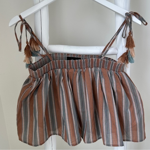 Anna Grace from Altar’d State Striped Brown and Green Cropped Tank Top SZ Small - Picture 1 of 9